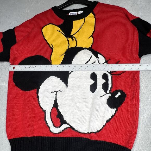 VTG 90s Walt Disney Originals Minnie Mouse Knit Sweater Unisex Large Red - Picture 6 of 10